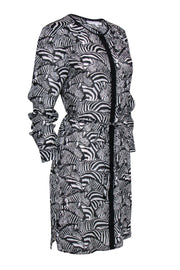 Current Boutique-Trina Turk - White & Black Zebra Print Button-Up Belted Shirtdress Sz 4