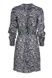 Current Boutique-Trina Turk - White & Black Zebra Print Button-Up Belted Shirtdress Sz 4