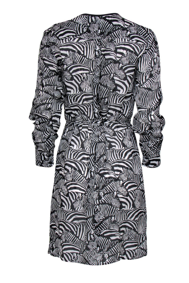 Current Boutique-Trina Turk - White & Black Zebra Print Button-Up Belted Shirtdress Sz 4