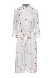 Current Boutique-Tucker - Cream Heart Print Button Down Sheath Dress Sz M