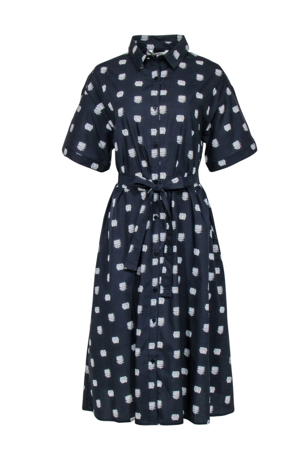 Current Boutique-Tucker - Black "The Sarah Shirt Dress" w/ Crosshatch Print Sz L