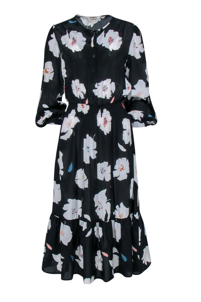 Current Boutique-Tucker - Black & White Large Poppy Floral Print "Juliette" Dress Sz M