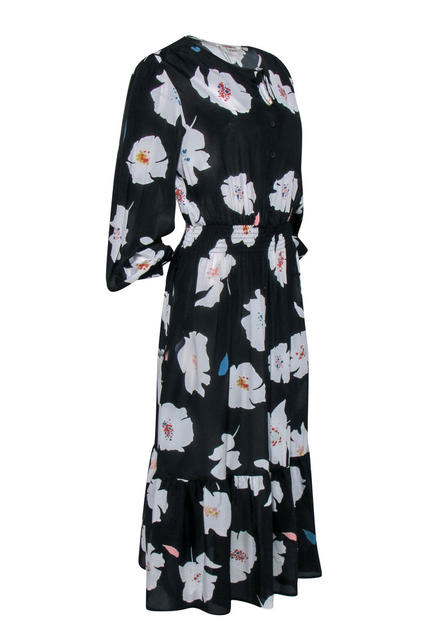 Current Boutique-Tucker - Black & White Large Poppy Floral Print "Juliette" Dress Sz M
