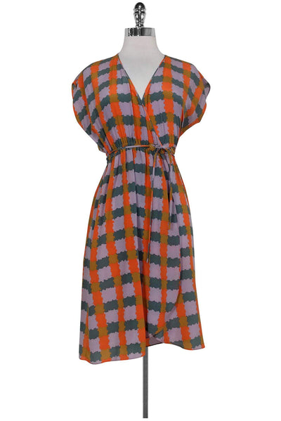 Current Boutique-Tucker - Abstract Square Pattern Wrap Dress Sz P