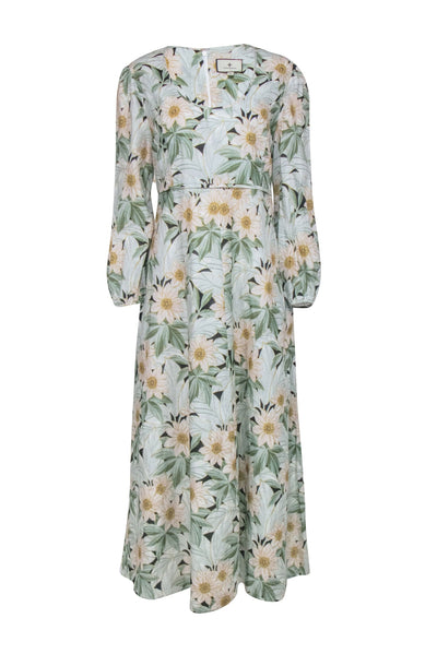 Current Boutique-Tuckernuck - Green & White Floral Print Maxi Dress Sz XL