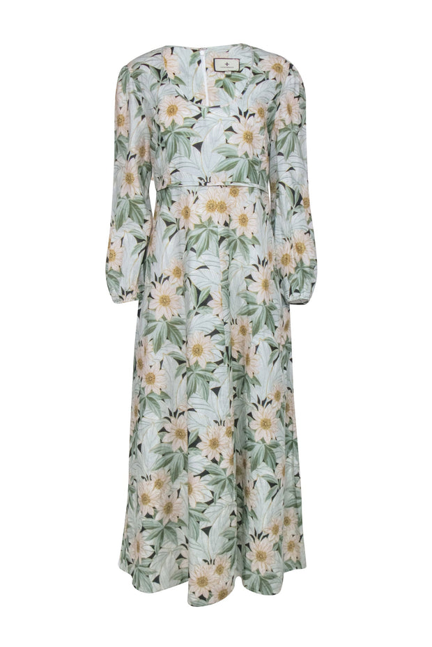 Current Boutique-Tuckernuck - Green & White Floral Print Maxi Dress Sz XL