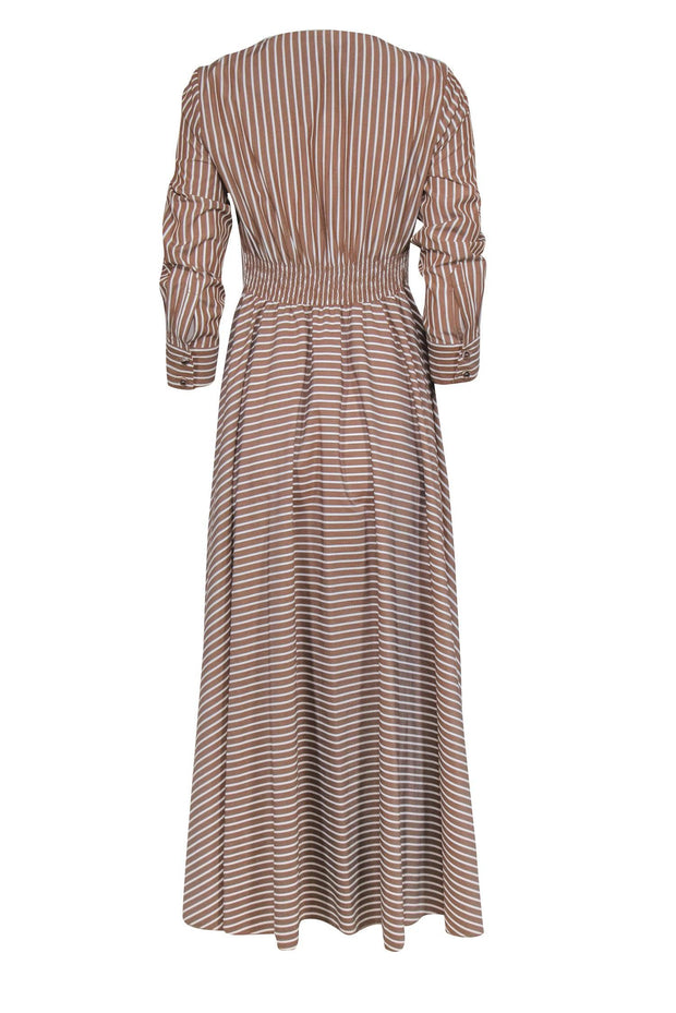 Current Boutique-Tuckernuck - Tan & White Stripe Long Sleeve Maxi Dress Sz XS