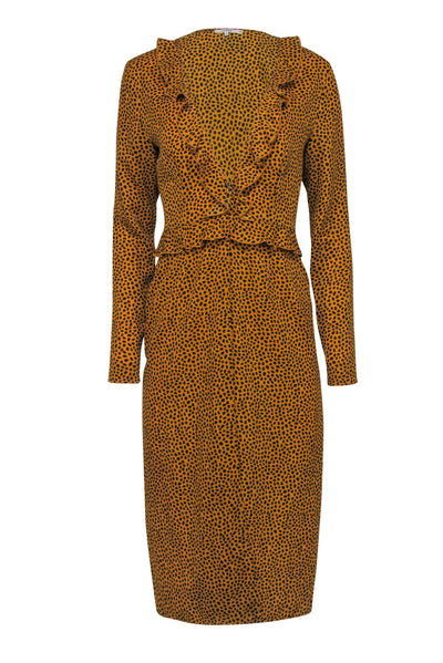 Current Boutique-Tularosa - Mustard Yellow & Black Speckled Print Duster Jacket Sz S