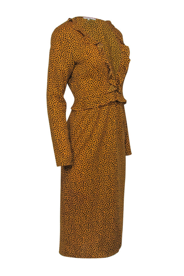 Current Boutique-Tularosa - Mustard Yellow & Black Speckled Print Duster Jacket Sz S