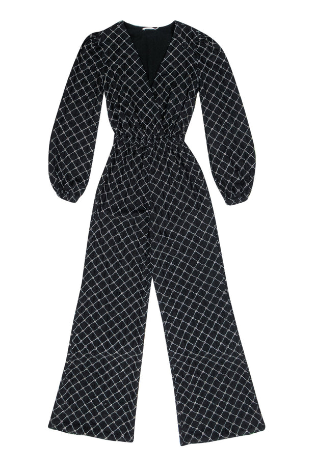 Current Boutique-Tularosa - Black Wide Leg Jumpsuit w/ Silver Beading Sz XXS