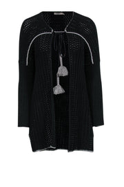 Current Boutique-UGG - Black Knit Longline Riley Cardigan w/ Neck Tie Sz XS/S