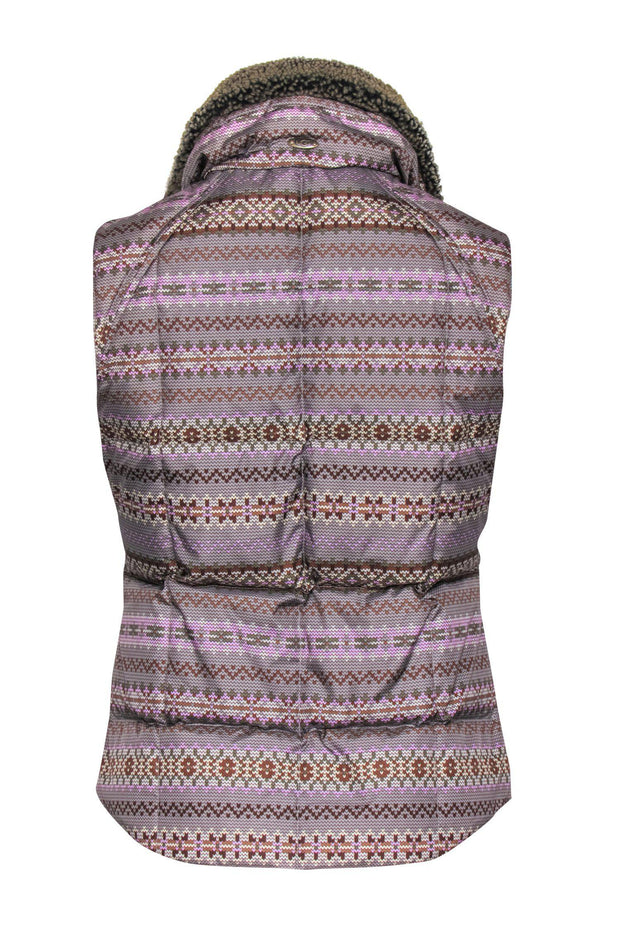 Current Boutique-UGG - Purple Printed Zip-Up Puffer Vest w/ Shearling Collar Sz S