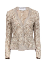 Current Boutique-Valentino - Beige Lace Vintage Blazer Sz 8