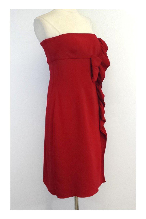 Current Boutique-Valentino - Red Strapless Ruffle Dress Sz 10