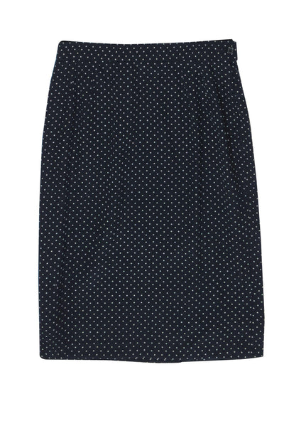 Current Boutique-Valentino Miss V - Vintage Navy & Tan Polka Dot Pencil Skirt Sz 10
