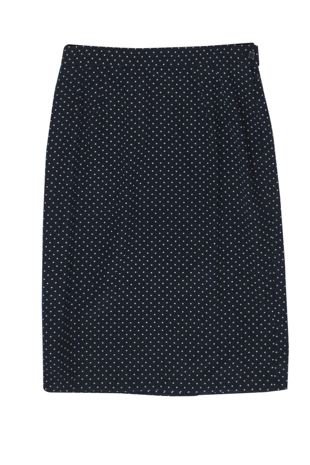 Current Boutique-Valentino Miss V - Vintage Navy & Tan Polka Dot Pencil Skirt Sz 10