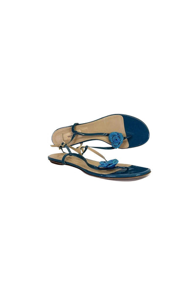 Current Boutique-Valentino - Teal Floral Sandals Sz 9.5
