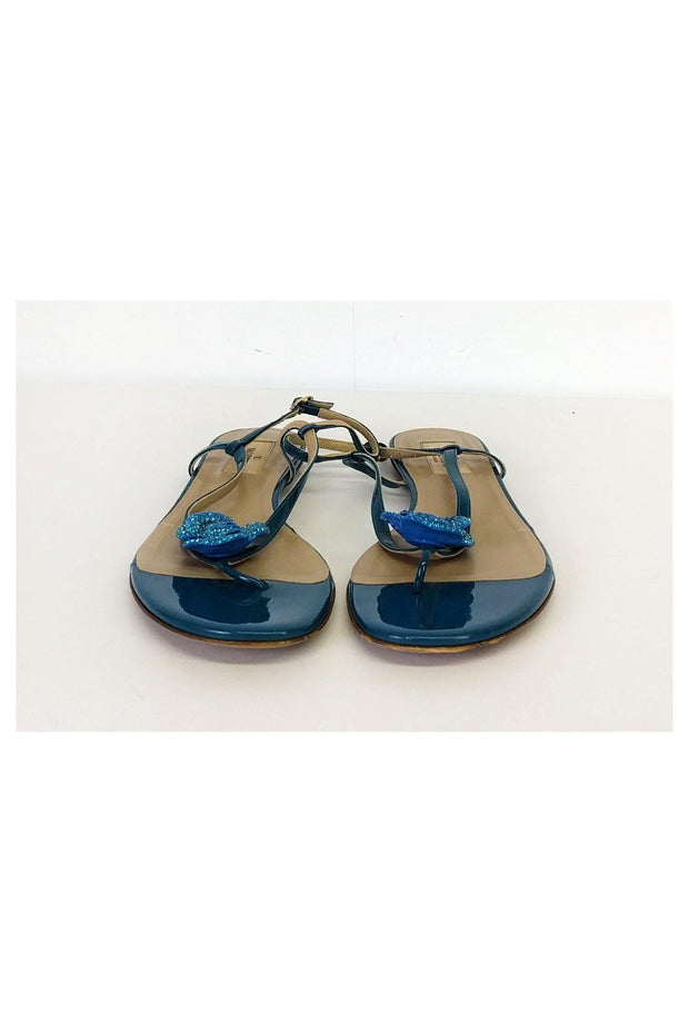 Current Boutique-Valentino - Teal Floral Sandals Sz 9.5
