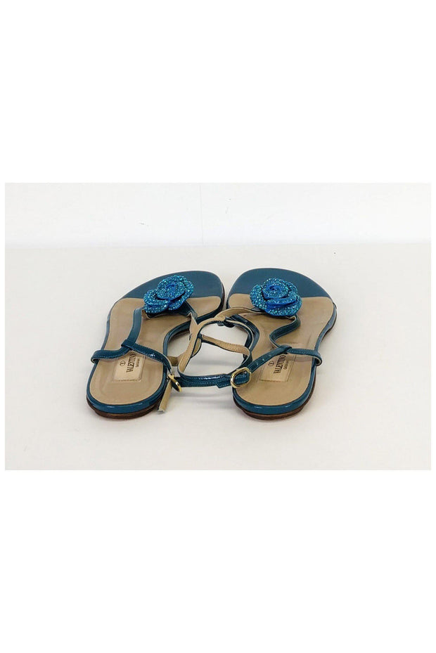 Current Boutique-Valentino - Teal Floral Sandals Sz 9.5