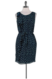 Current Boutique-Vera Wang Lavender Label - Navy & Teal Dotted Dress Sz 2