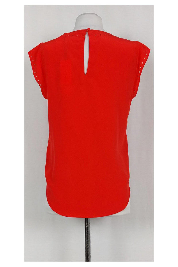 Current Boutique-Veronica Beard - Coral Eyelet Cap Sleeve Blouse Sz 6