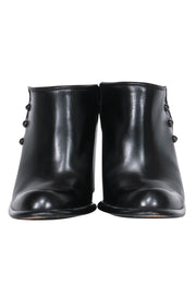 Current Boutique-Via Spiga - Black Leather Block Heel Mule Pumps Sz 8.5