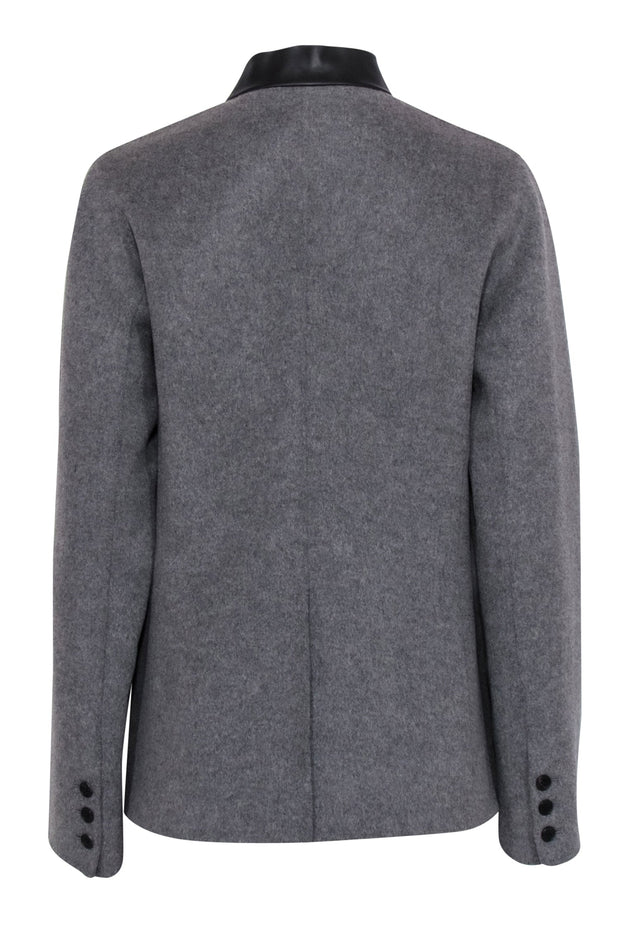 Current Boutique-Vince - Grey Buttoned Wool Blend Blazer w/ Leather Collar Sz 10