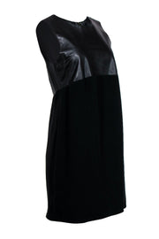Current Boutique-Vince - Black Shift Dress w/ Leather Bust Sz 10