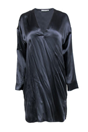 Current Boutique-Vince - Slate Blue Long Sleeve Silk Shift Dress Sz M