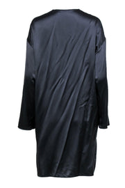 Current Boutique-Vince - Slate Blue Long Sleeve Silk Shift Dress Sz M