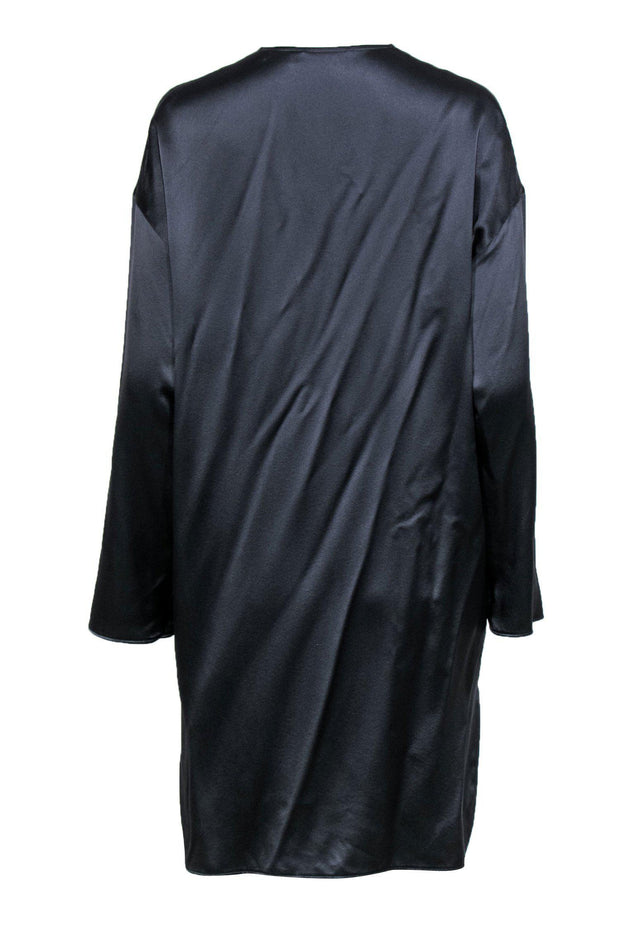 Current Boutique-Vince - Slate Blue Long Sleeve Silk Shift Dress Sz M