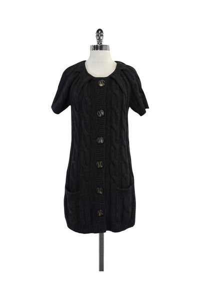 Current Boutique-Vince - Grey Cable Knit Alpaca & Wool Blend Sweater Dress Sz M