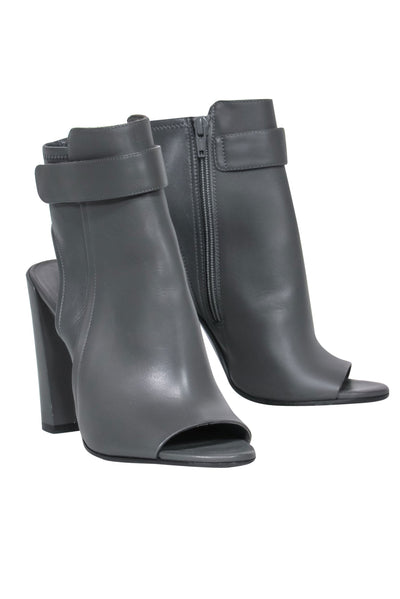 Current Boutique-Vince - Dark Gray Smooth Leather Open Toe Block Heel Sz 7