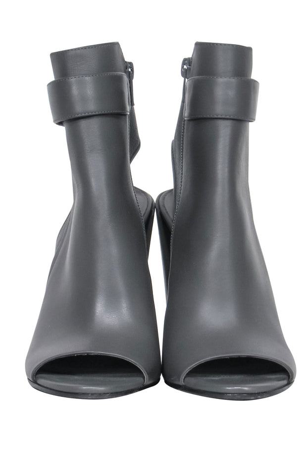 Current Boutique-Vince - Dark Gray Smooth Leather Open Toe Block Heel Sz 7