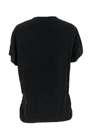 Current Boutique-Vince - Black Short Sleeve Silk Top w/ Stitching Sz S