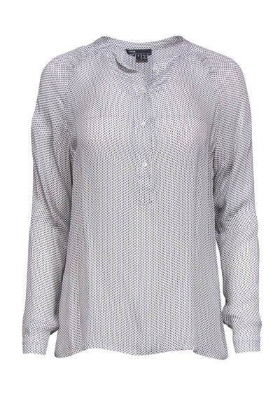 Current Boutique-Vince - Black & White Printed Silk Blouse Sz S