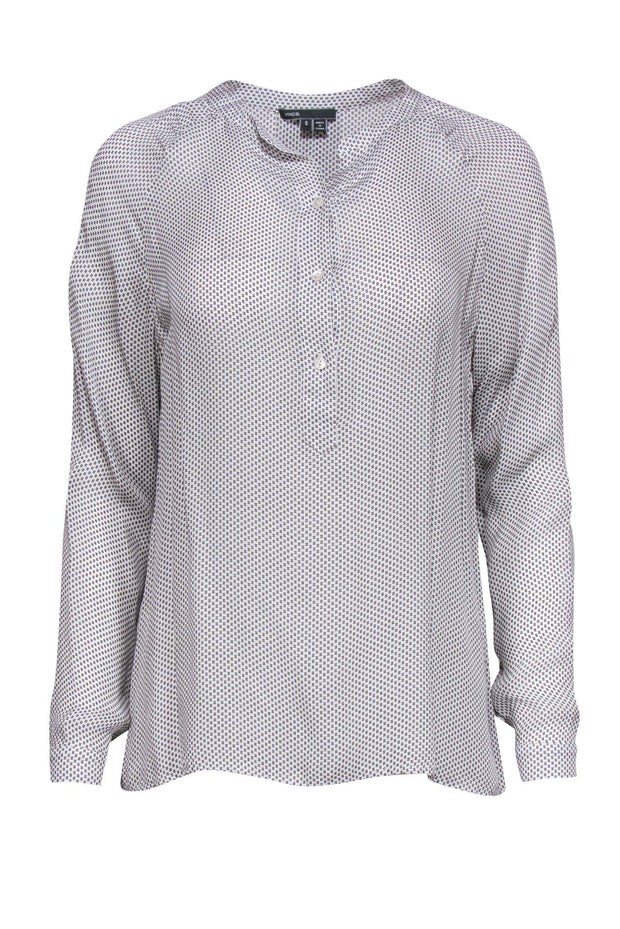 Current Boutique-Vince - Black & White Printed Silk Blouse Sz S