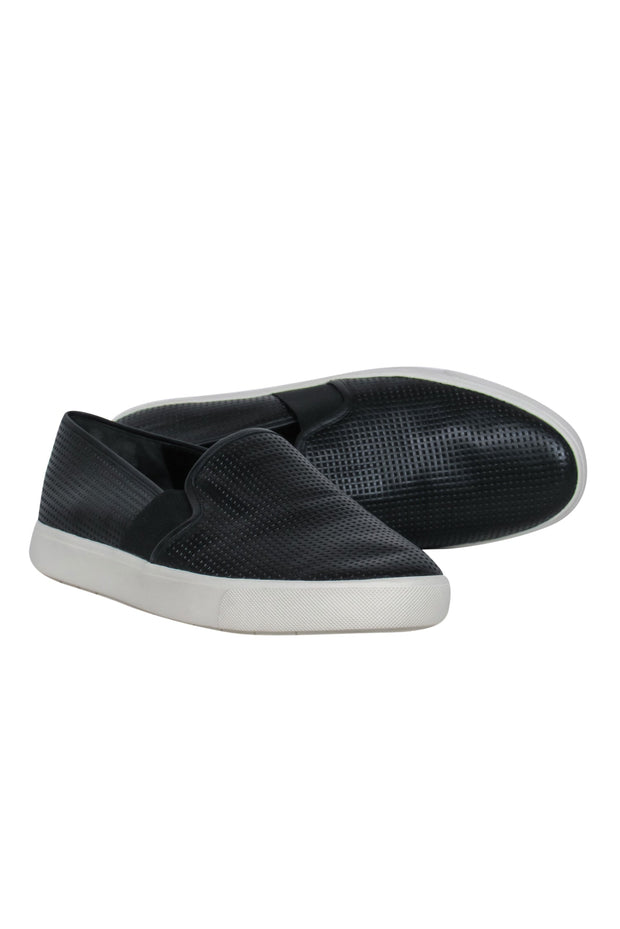 Current Boutique-Vince - Black Perforated Leather Low Top Sneakers Sz 9