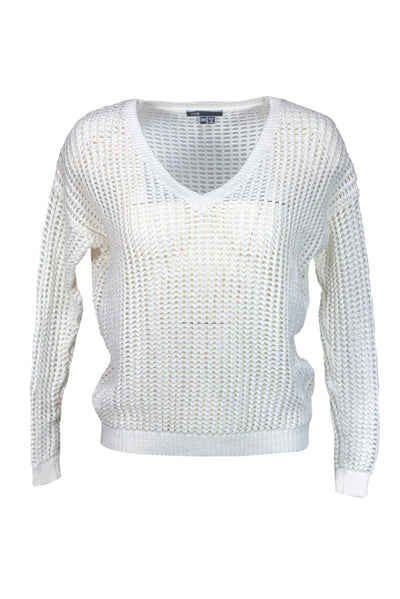 Current Boutique-Vince - White V Cut Sweater Sz XXS