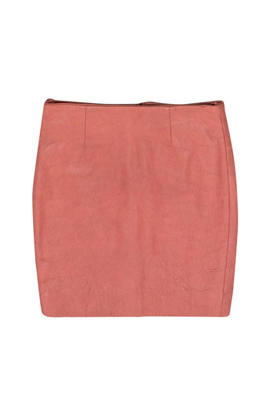Current Boutique-Viparo - Salmon Pink Textured Leather Miniskirt Sz XS