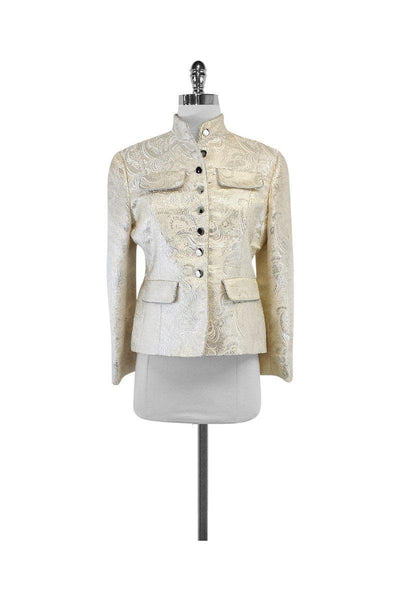 Current Boutique-Walter - Cream & Silver Paisley Print Jacket Sz S
