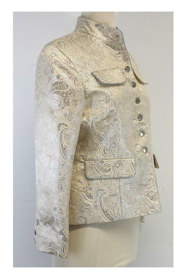Current Boutique-Walter - Cream & Silver Paisley Print Jacket Sz S