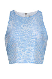 Current Boutique-Whistles - Blue & White Stripes w/ Floral Print Cropped Tank Sz 4