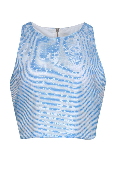 Current Boutique-Whistles - Blue & White Stripes w/ Floral Print Cropped Tank Sz 4