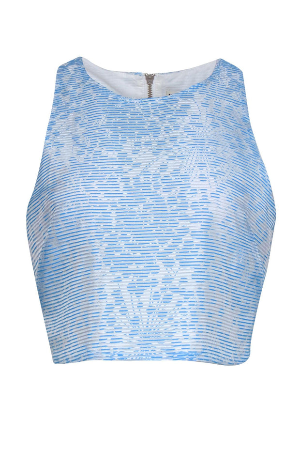 Current Boutique-Whistles - Blue & White Stripes w/ Floral Print Cropped Tank Sz 4