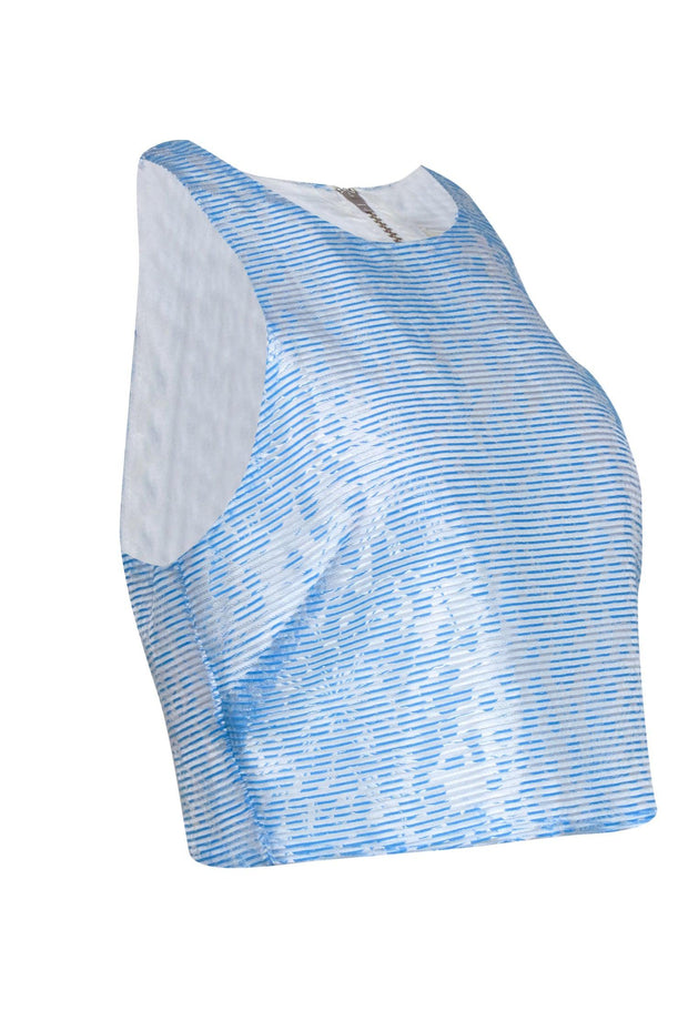 Current Boutique-Whistles - Blue & White Stripes w/ Floral Print Cropped Tank Sz 4