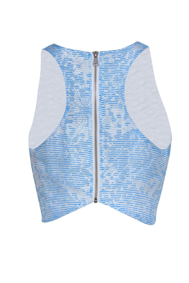 Current Boutique-Whistles - Blue & White Stripes w/ Floral Print Cropped Tank Sz 4