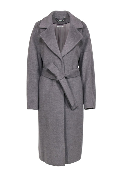 Current Boutique-Whistles - Grey Wool Blend Long Line Coat w/ Tie Belt Sz L