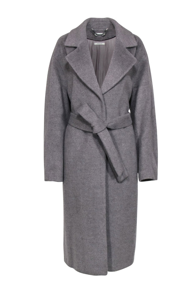 Current Boutique-Whistles - Grey Wool Blend Long Line Coat w/ Tie Belt Sz L