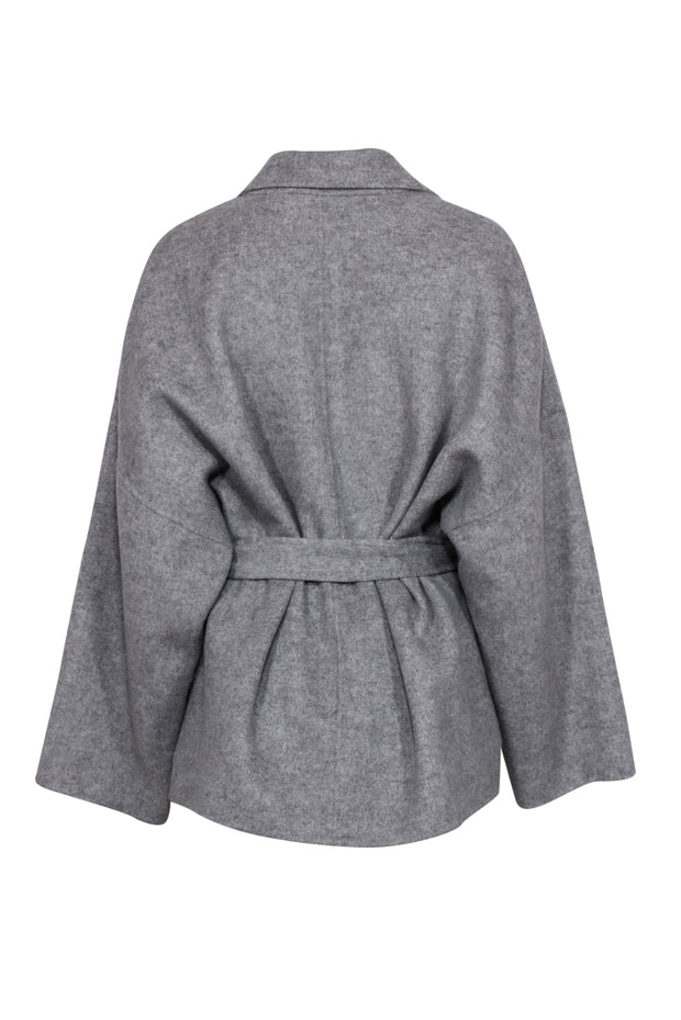 Current Boutique-Whistles - Light Grey Open Front Belted Coat Sz M